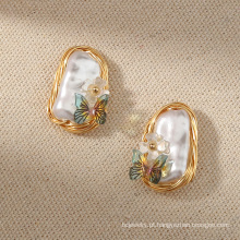 Shangjie Oem Aretes para Mujeres Barroco Pearl Butterfly Brincos criativos de moda